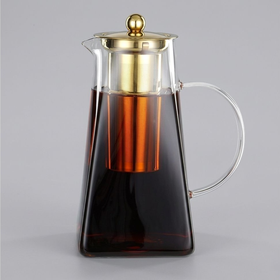 קנקן זכוכית לחליטת תה עם מסנן נירוסטה